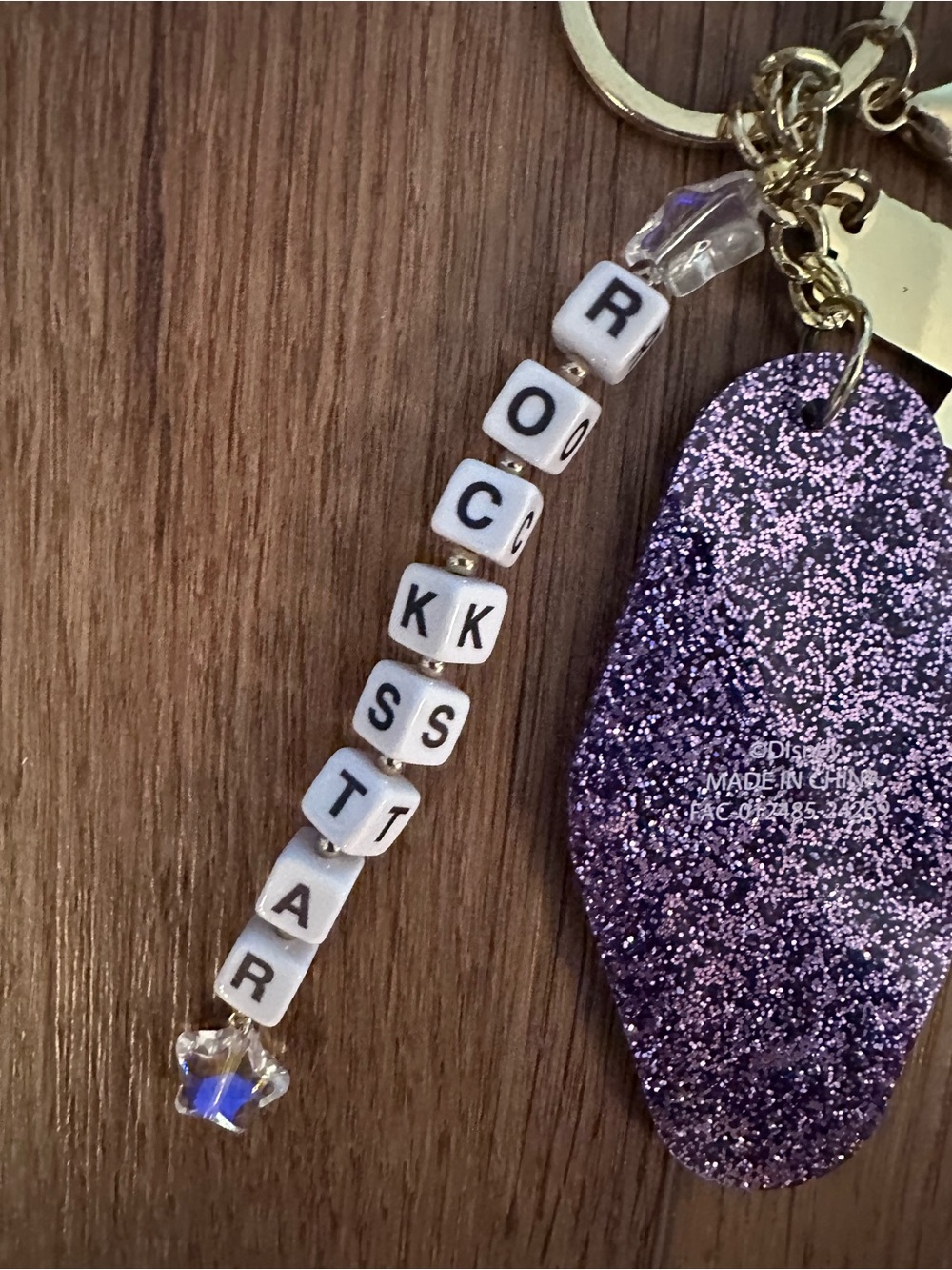 Hannah Montana Disney Purple Glitter "The Best of Both Worlds" Keychain new NWT - Picture 4 of 7